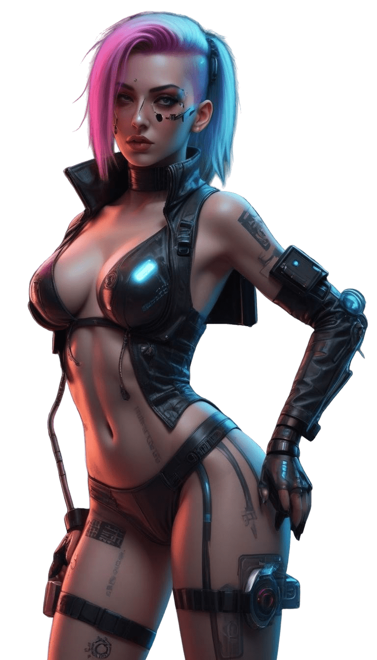 Cyborg-Heldin in futuristischer Rüstung